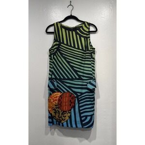 Desigual Striped Sheath Dress Size 38 Art To Wear Artsy Asian Inspired Boho READ